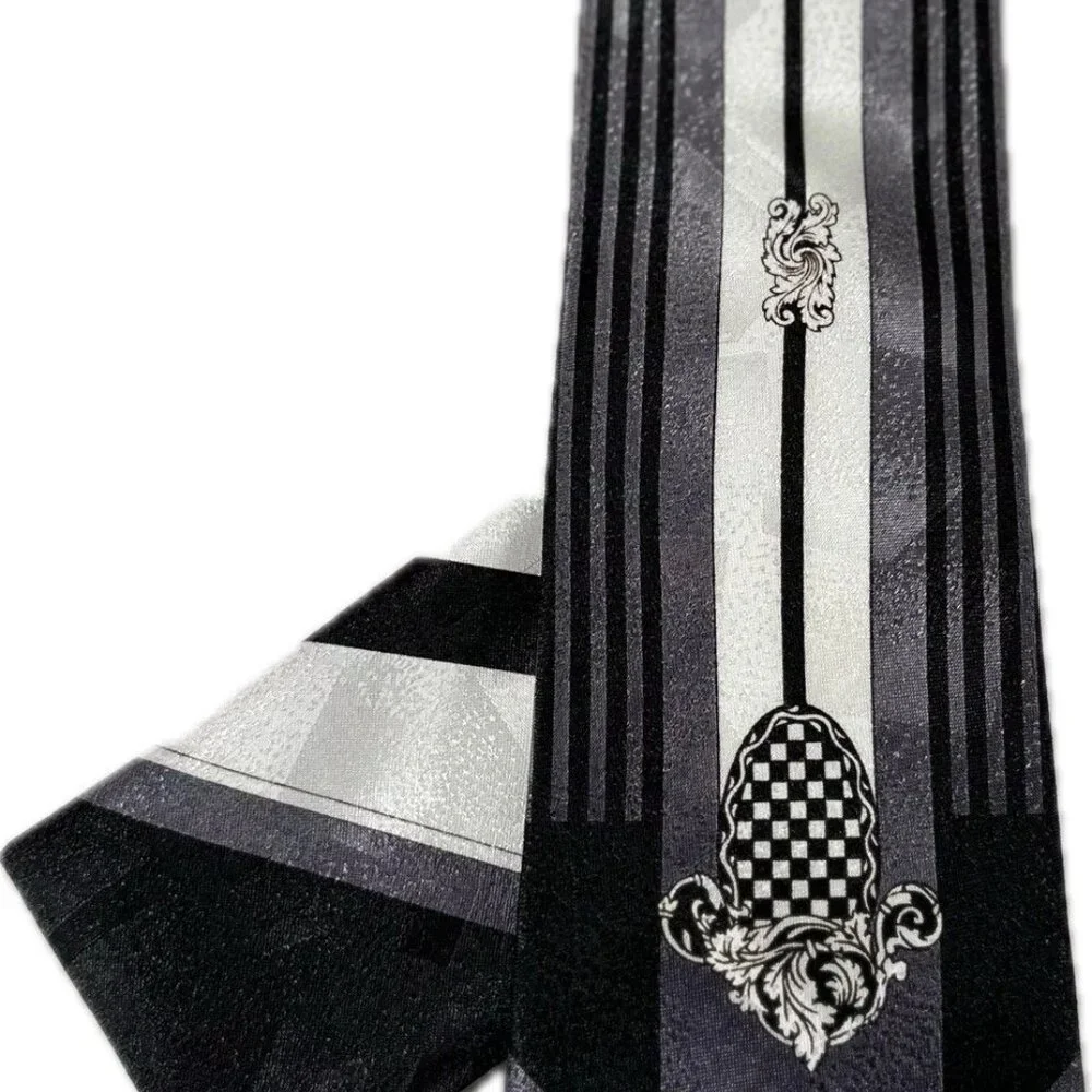 Da Ciro Boys Tie Hanky Set Black Silver White 3